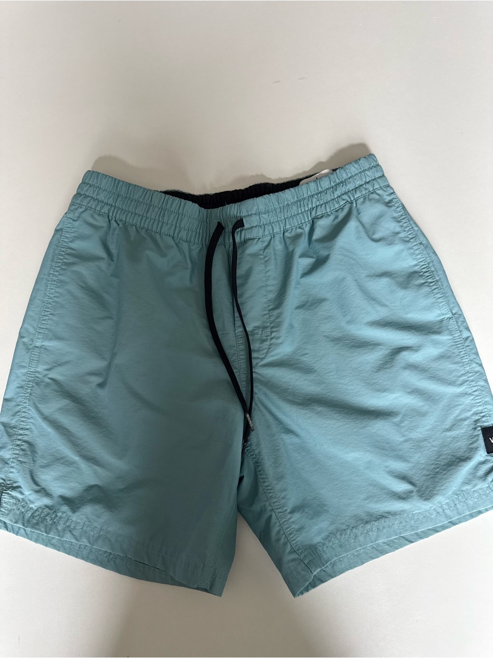 Vans Men’s Light Teal Swim Trunks with Black Drawstring
